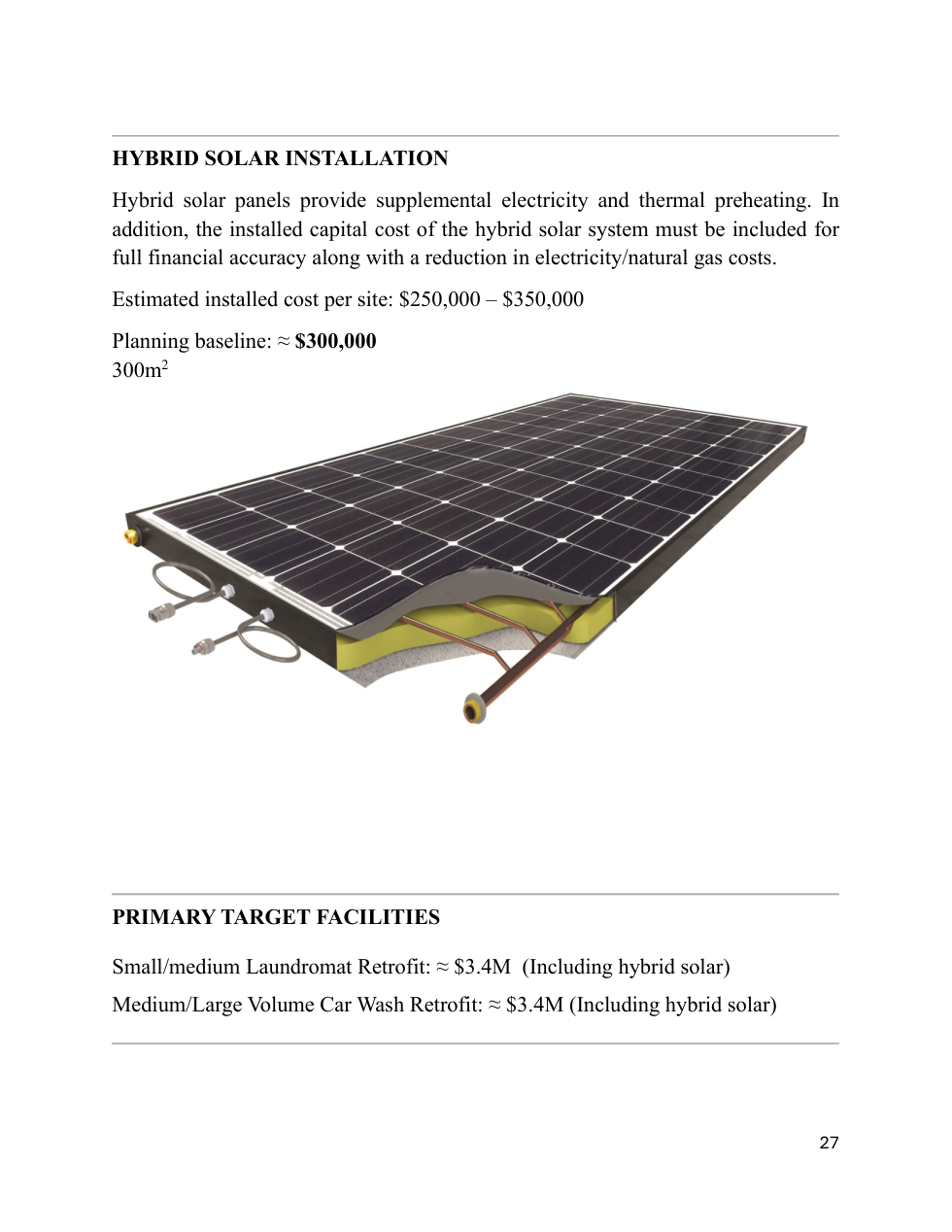 Hybrid solar installation business-plan page